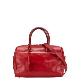 Saint Laurent Duffle Handbag Shoulder Bag Red Leather